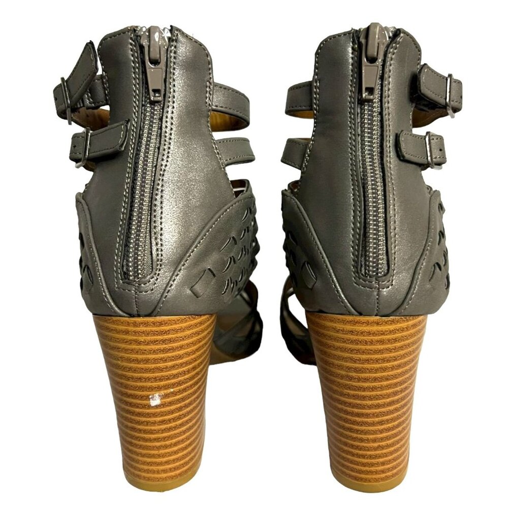 Madeline Gray Gladiator Heeled Sandals Woven Straps & Buckle Details Size 8.5 F - Picture 2 of 9